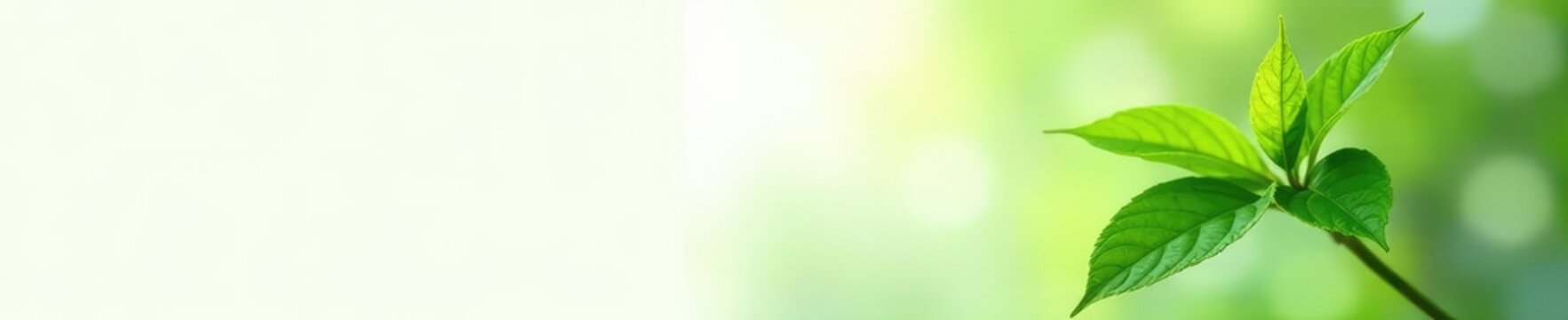 Leafy green plant on white background with soft focus, blossom, leafy