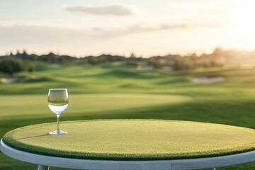 Elegant table setting overlooking scenic golf course