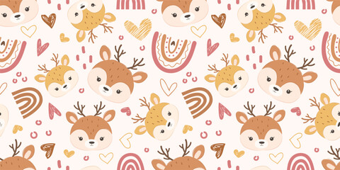 Obraz premium Cute and funny animals seamless patterns and wallpaper