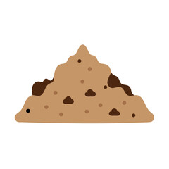 Flat Illustration of Dirt Pile on Black Background