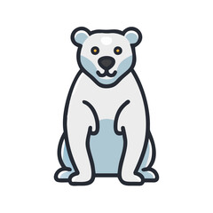 Cute cartoon polar bear icon illustration on black