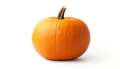 Fresh Bright Orange Pumpkin Isolated on White Background
