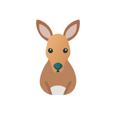 Cartoon Kangaroo Illustration on Black Background, Icon Style