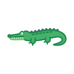 Cartoon alligator on a black background, illustration