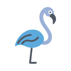 Blue Cartoon Flamingo on Black Background Illustration