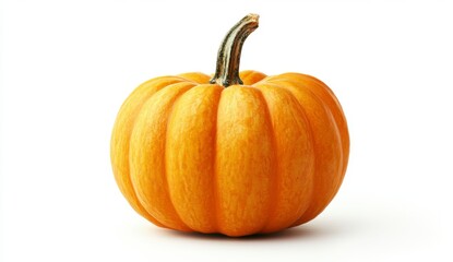 Vibrant Orange Pumpkin Isolated on White Background for Autumn Decor