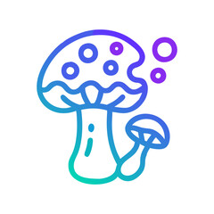 Neon Mushrooms on Black Background - Stock Illustration