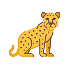 Flat Vector Illustration of a Seated Spotted Cheetah
