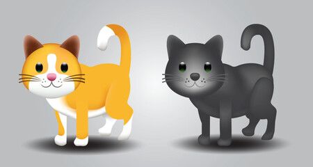 Cat vector emoji illustration isolated on white background. Cat emoji set