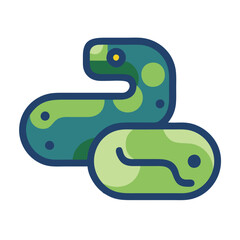 Flat Design Snake Illustration with Blue Outline
