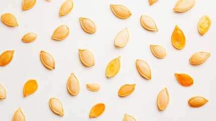 Pumpkin Seeds Spread on White Background for Culinary Inspiration