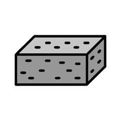 Porous Stone Block Icon, Gray, Isolated on Black