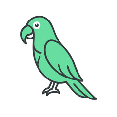 Mint Green Parrot Illustration on a Black Background