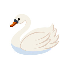 Elegant White Swan Illustration on Black Background, Bird Image