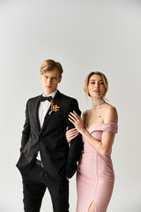 Young couple celebrating their love on a beautiful spring wedding day