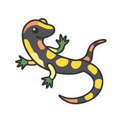Cute Cartoon Salamander Character with Yellow Spots Illustration