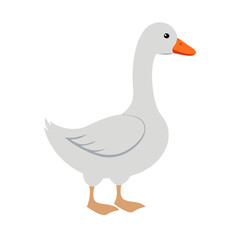 Simple White Goose Illustration Standing on Black Background