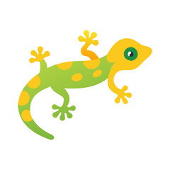 Cartoon Gecko Illustration with Green, Yellow, and Black