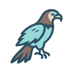 Stylized parrot illustration with turquoise plumage and brown accents