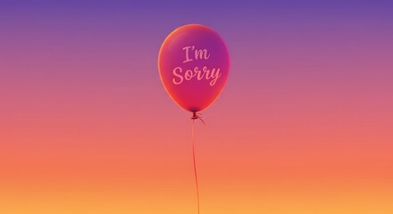 Obraz premium Apology Balloon Floating Against Colorful Gradient Sky Background