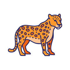 Cartoon Cheetah Illustration on Black Background, Vector Design