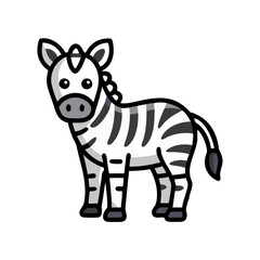 Cute Cartoon Zebra Illustration on Black Background