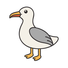 Cartoon Seagull Illustration - Cute Bird on Black