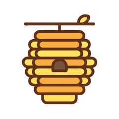 Cute vector illustration of beehive on a black background