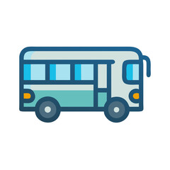 Blue and gray bus icon illustration graphic design