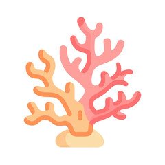 Stylized Coral Illustration on Black Background, Aquatic Life