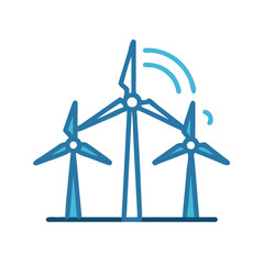 Smart wind turbines for renewable energy vector graphic