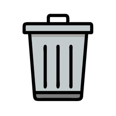 Simple Gray Trash Can Icon on Black Background