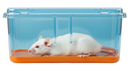 Isolated White Lab Rat in Cage
