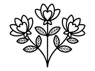 Line art design, cartoon flower illustration. Element for weekly or daily planner, perfect for stationery, scrapbooking, digital stickers, decorative notebooks, journals, and minimal floral themes.