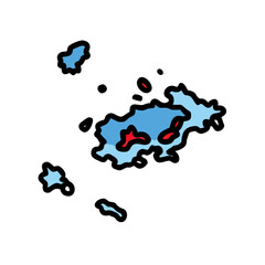 Abstract Weather Cartoon Icon with Blue and Red