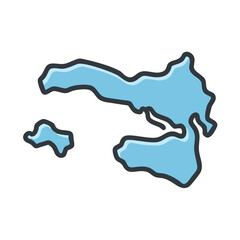 Hydra Island Greece Outline Icon isolated on black