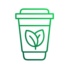Green Eco Coffee Cup with Leaves Icon Illustration