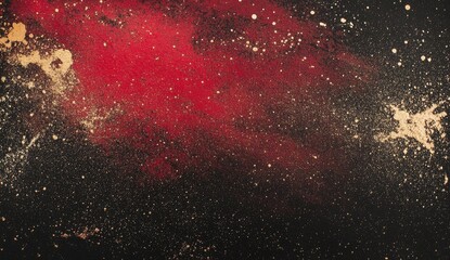 Abstract Splashes of Red and Gold on Black