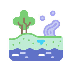 Flat Design Nature Icon with Tree and Water