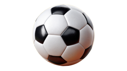 Classic Soccer Ball: A close-up shot of a classic black and white soccer ball, ready for the game, capturing the essence of the sport's timeless appeal.