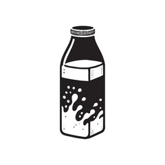 Milk Carton Black and White Vector - Milk Carton Art - Graphic Design Of Milk Carton - Illustration of Milk Carton.