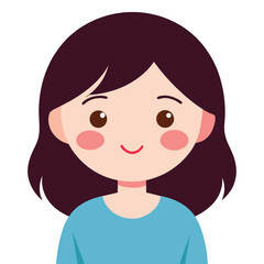 a girl with a blushing with a shy smile  vector illustration on white background