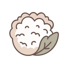 Cute and Creamy Cauliflower Cartoon with a Leaf