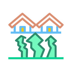 Ground Movement and Building Damage from Earthquake Icon