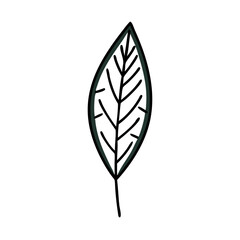 Minimalist leaf symbol in green on black background