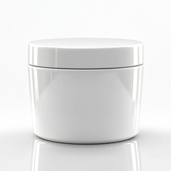 Simple White Cosmetic Jar with Smooth Surface and Circular Design