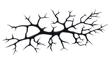 Black Tree Branch Illustration on White