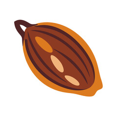 Cartoon cacao pod illustration isolated on black background