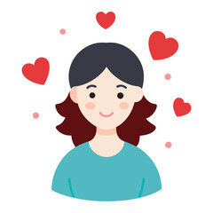  a girl with a floating hearts around head vector illustration on white background