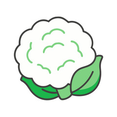 Stylized Cauliflower Vector Icon with Green Leaves